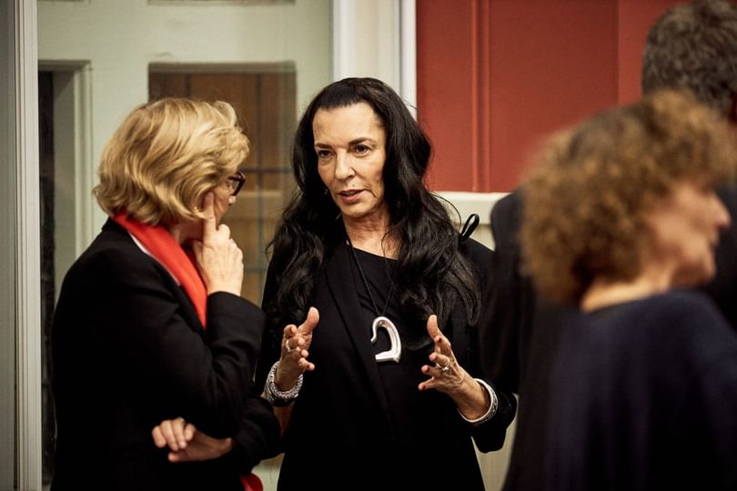 Julia Marton-Lefèvre and Orit Gadiesh discuss strategy at a reception at the Oxford Martin School