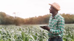 Farmer using sustainability data