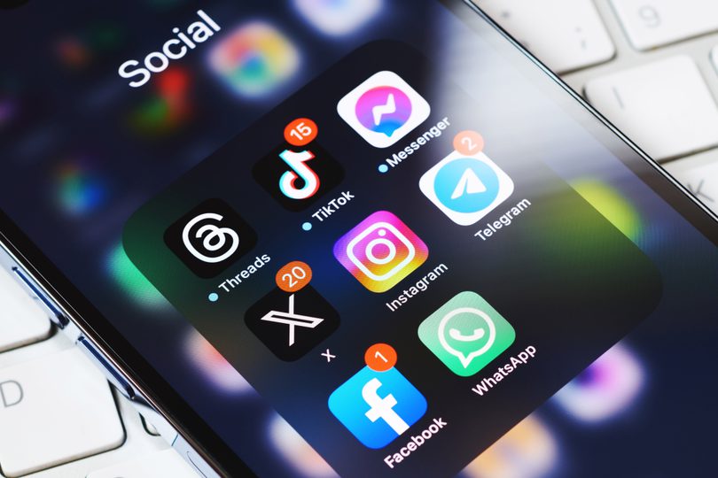 Smartphone screen with social media icons